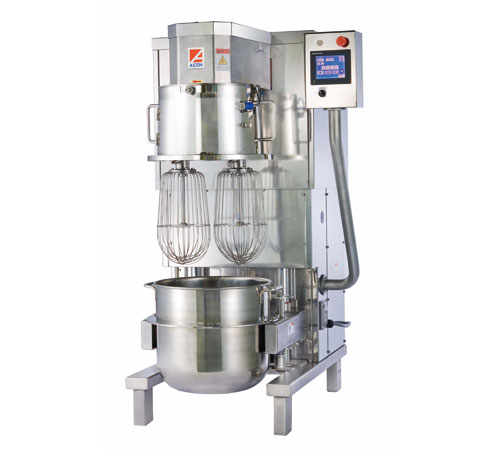 多用途対応垂直型 不锈钢・超级双轴搅拌机 (2轴式头部升降）
